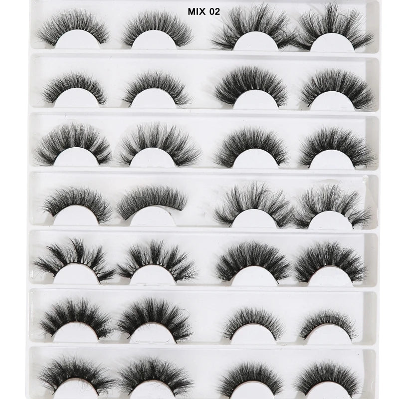 Fluffy Lashes 10-25mm 3D Mink 5-14Pairs Lashes Long Thick Natural False Eyelashes