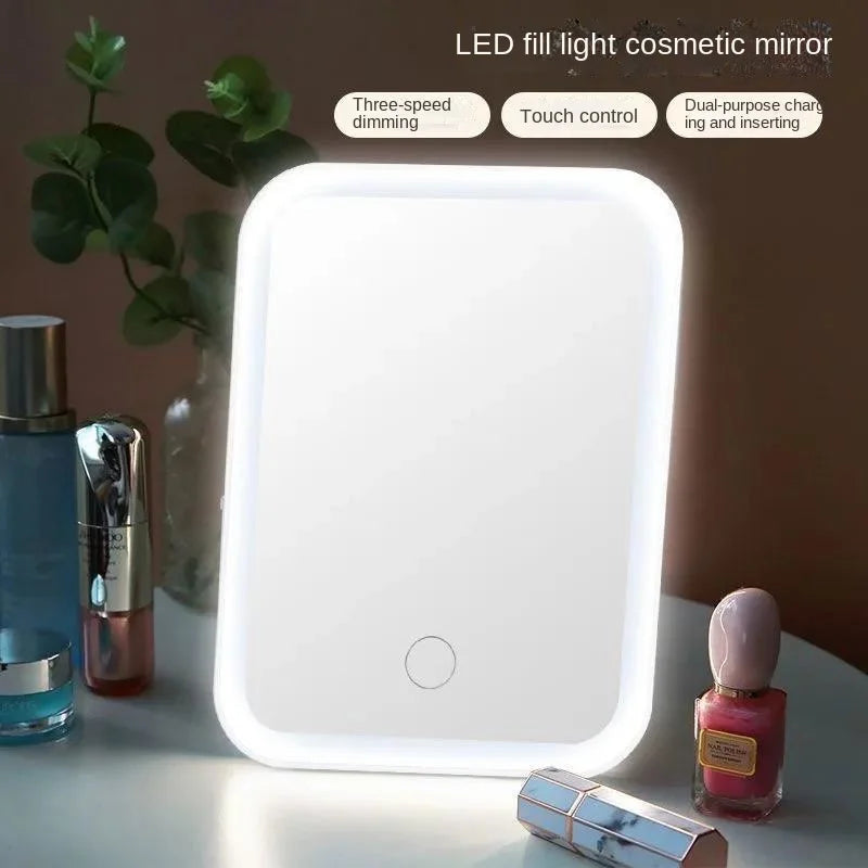 LED Touch Screen Makeup Mirror Folding Mirror Lighted Makeup Mirror