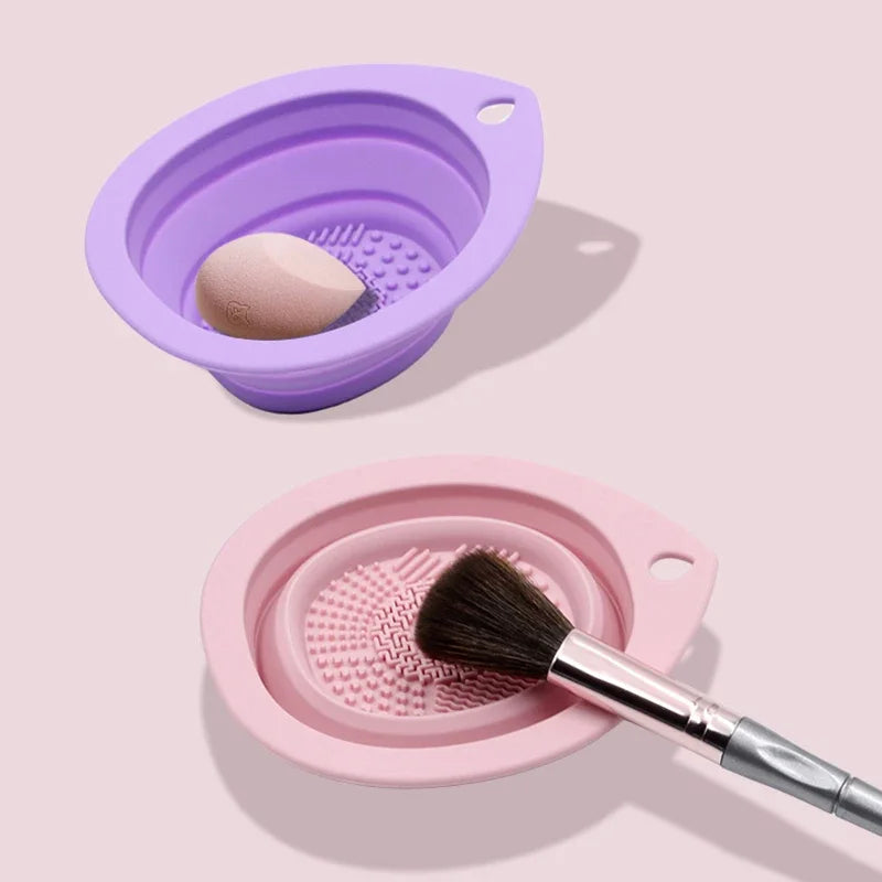 Silicone Makeup Brush Cleaner Foldable Cosmetic Brush Cleaning Bowl