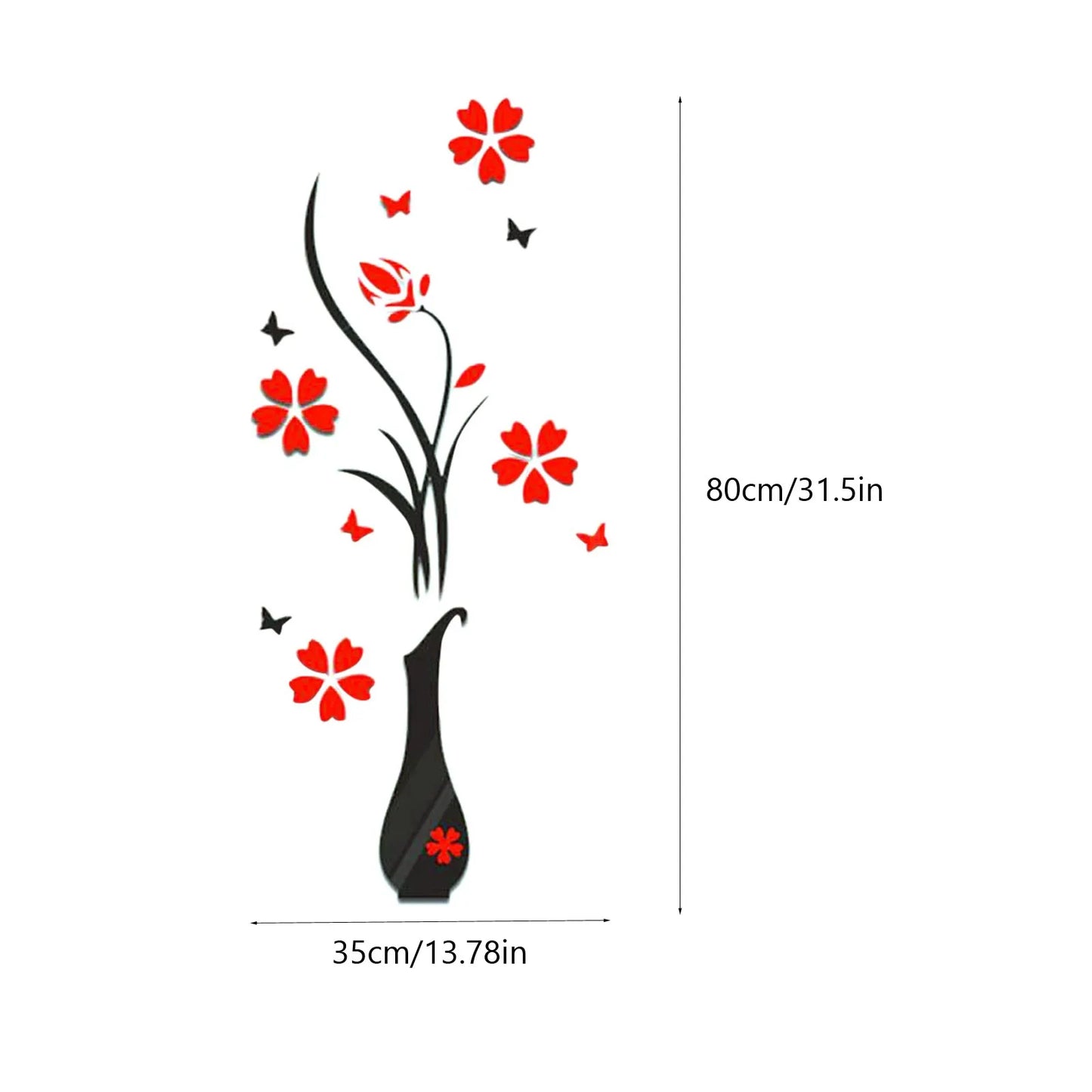 3D Wall Stickers, DIY Vase Flower Tree Crystal Arcylic 3D