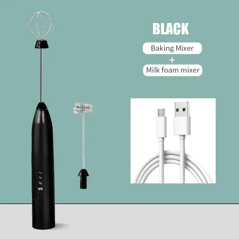 2 in 1 USB Rechargeable Electric Egg Beater Mini Blender Whiskey Coffee Mixer