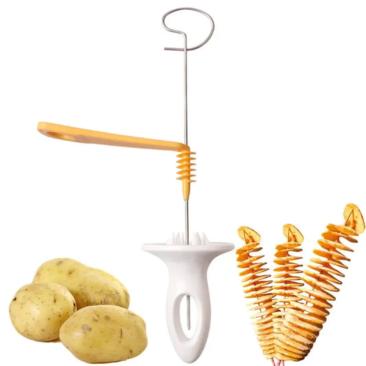 Stainless Steel Twisted Potato Spiral Slice Plastic Rotate Potato Slicer Cutter