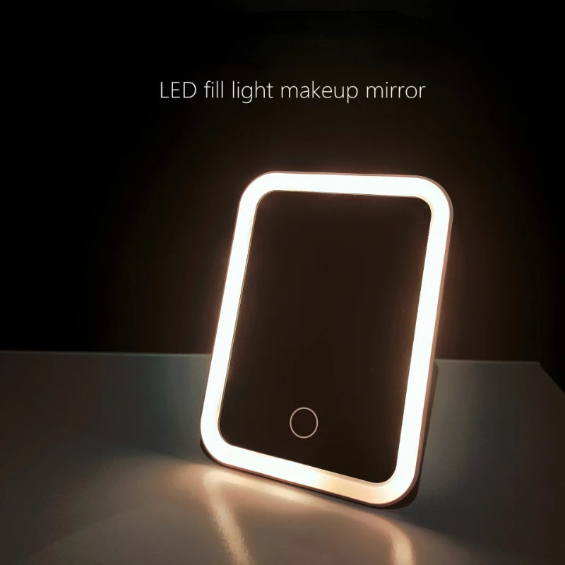 LED Touch Screen Makeup Mirror Folding Mirror Lighted Makeup Mirror