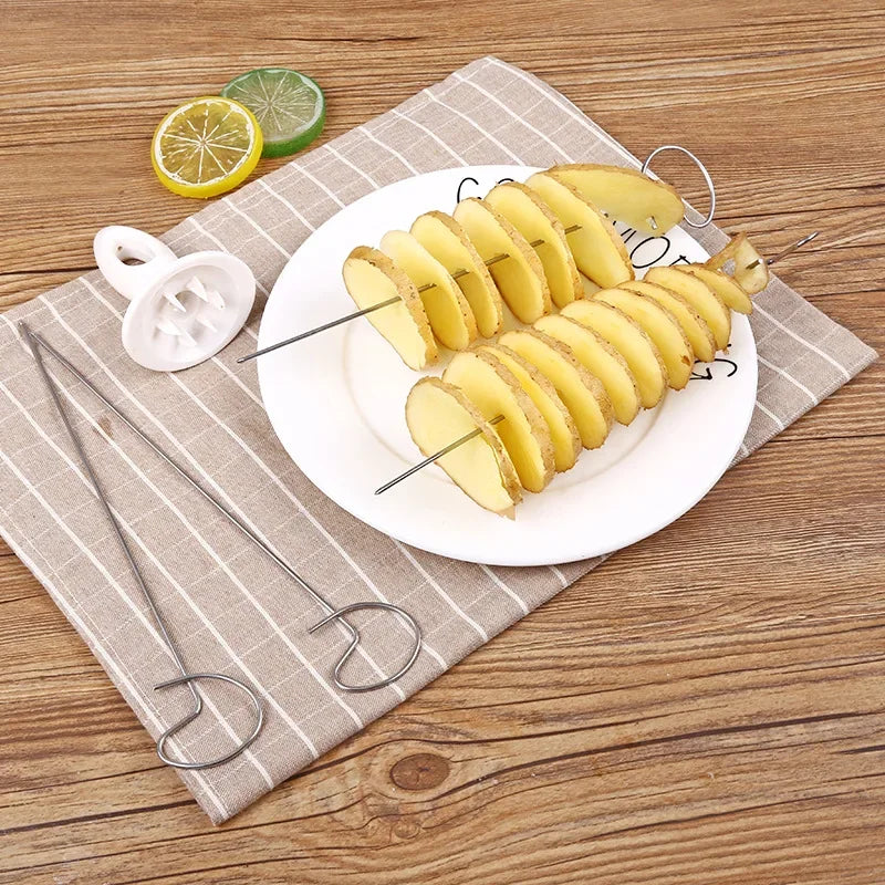 Stainless Steel Twisted Potato Spiral Slice Plastic Rotate Potato Slicer Cutter