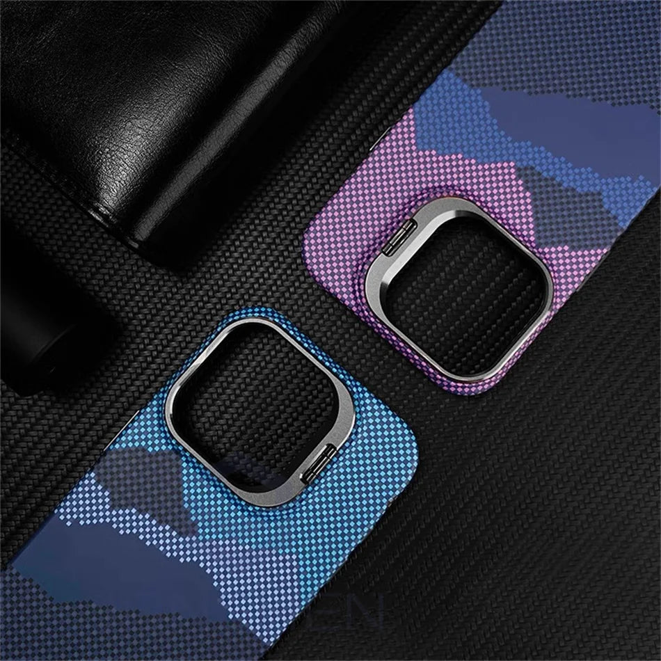 Matte Carbon Mganetic Slim Case For Magsafe Stand Len Cloud Patterned Personalized Cover For iPhone 13 14 15 16 Pro Max