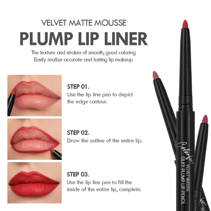 Waterproof Matte Lipliner Pencil Red Contour Tint Lipstick Long Lasting