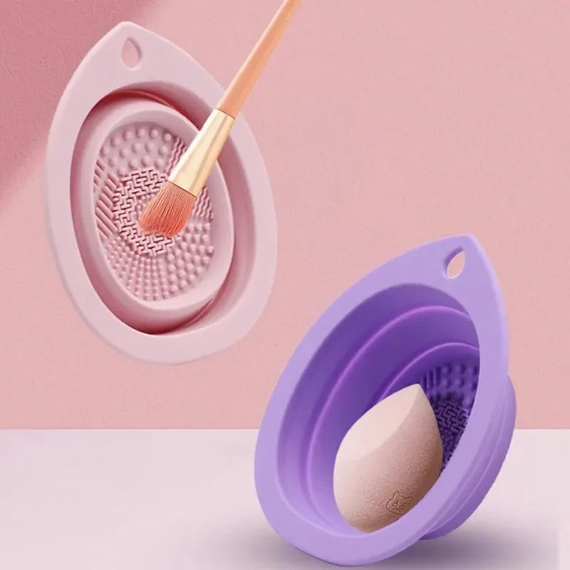 Silicone Makeup Brush Cleaner Foldable Cosmetic Brush Cleaning Bowl