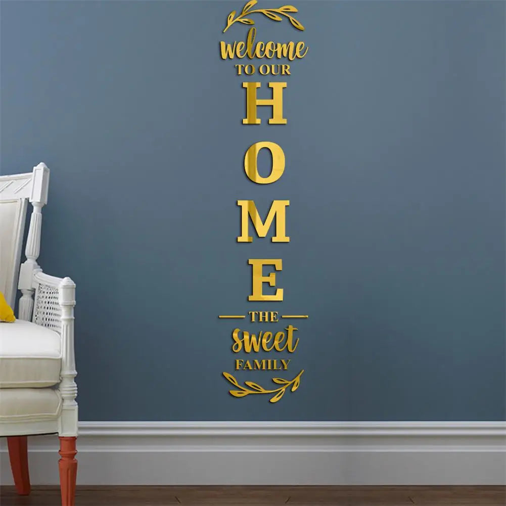 3d Mirror Wall Stickers English Letters Home Family Self-Adhesive Acrylic