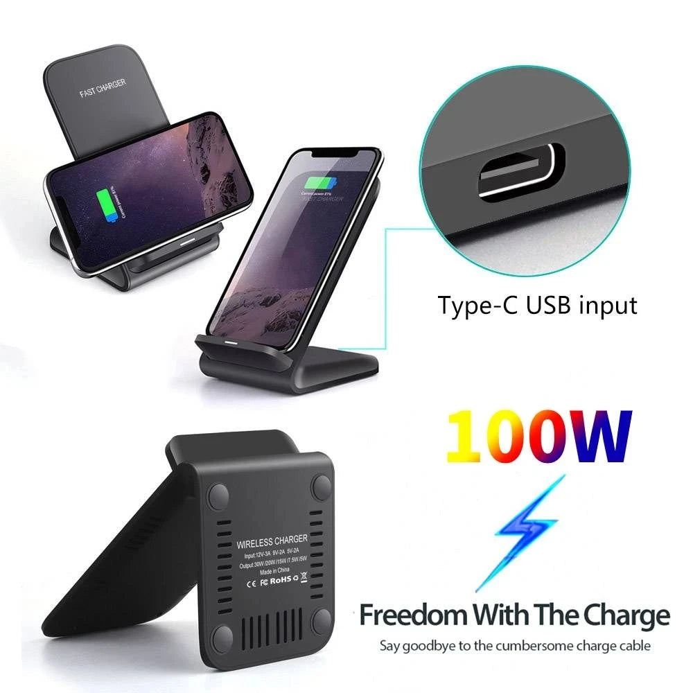 65W Fast Wireless Charger for Samsung S22 S21 Note 20 Fast Charging Stand For iPhone 16 15 14 13 XS XR X 8 Airpods Pro