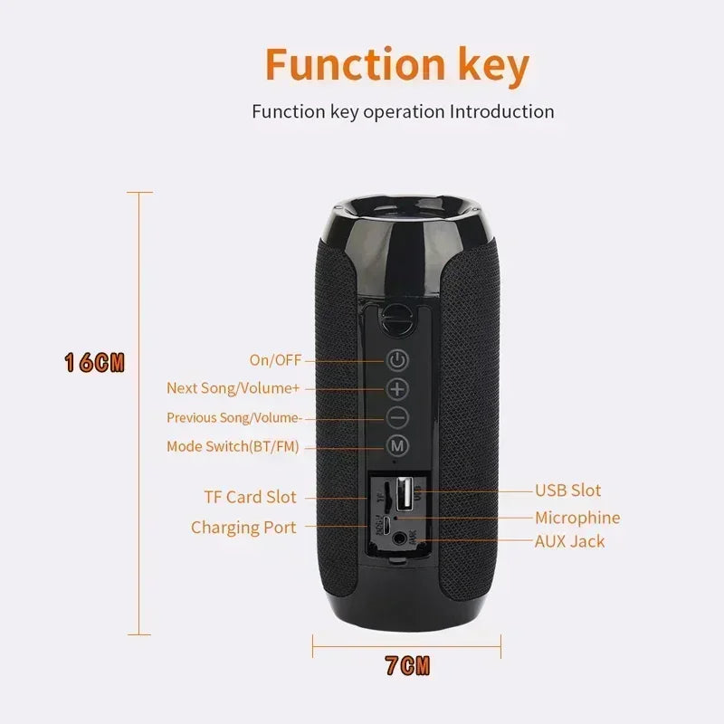 Portable Speaker Wireless  Bluetooth-compatible Subwoofer Outdoor Waterproof Loudspeaker