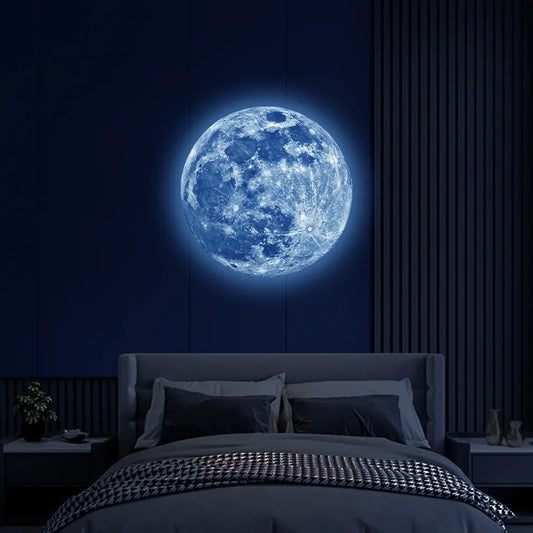 Aesthetic 3D Luminous Moon Wall Sticker Glow In The Dark