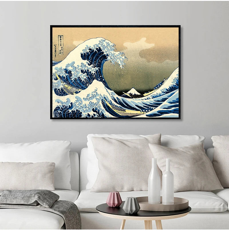 The Great Wave of Kanagawa Ukiyoe Japanese Art  Vintage Wall Canvas Print