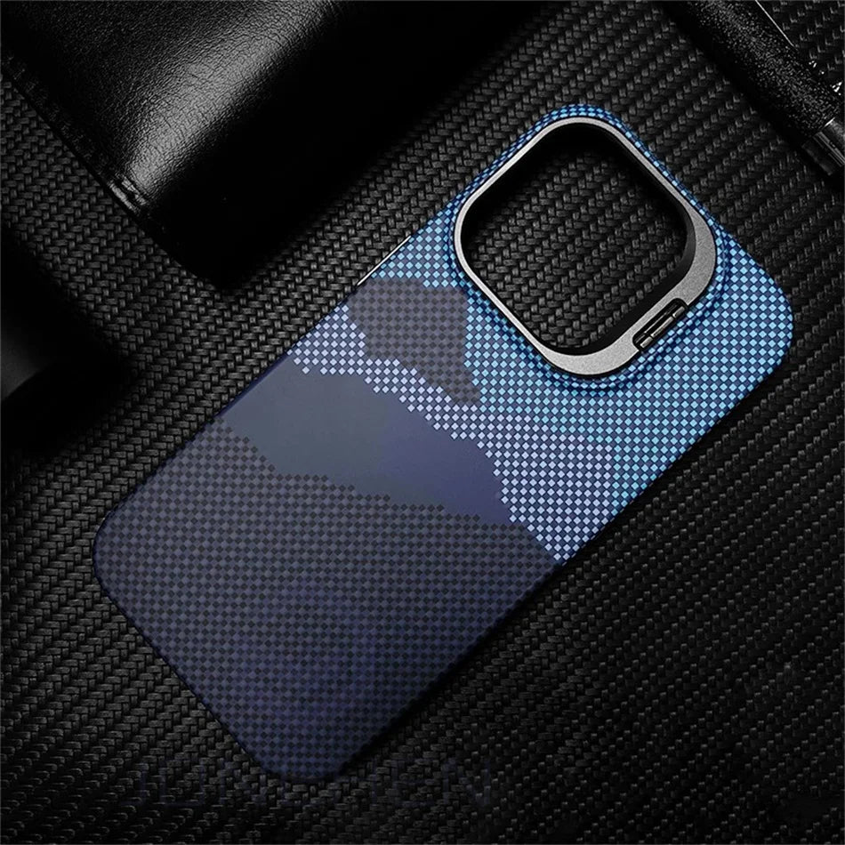 Matte Carbon Mganetic Slim Case For Magsafe Stand Len Cloud Patterned Personalized Cover For iPhone 13 14 15 16 Pro Max