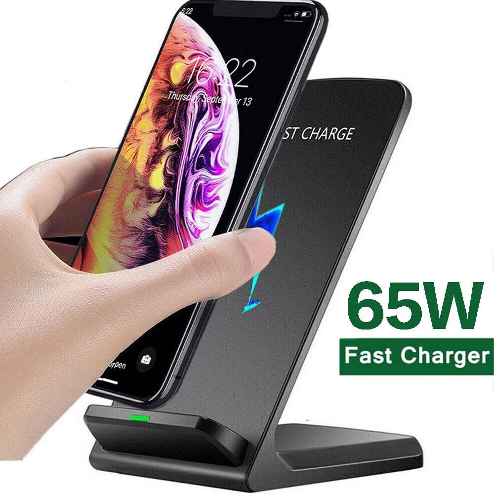 65W Fast Wireless Charger for Samsung S22 S21 Note 20 Fast Charging Stand For iPhone 16 15 14 13 XS XR X 8 Airpods Pro