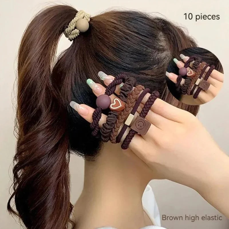 10PCS Women's Hair Ring Set Hair Accessories High Elasticity