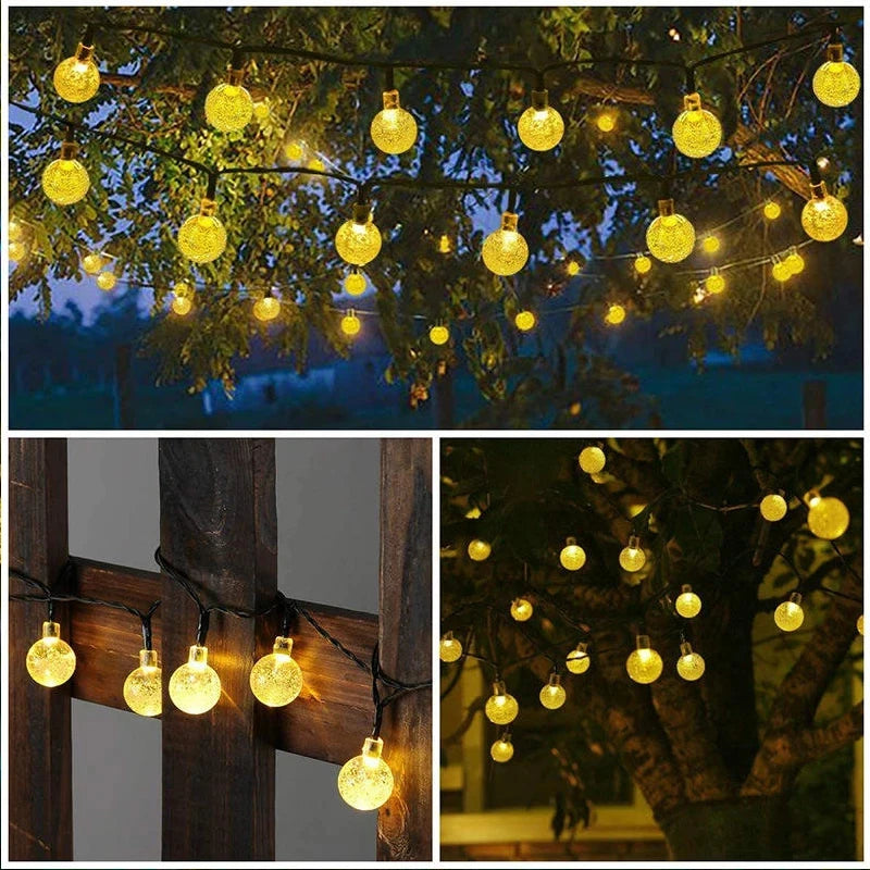 Solar Crystal Globe LED String Lights 60 LED 8 Lighting Modes IP65 Decor 1pc/2pcs