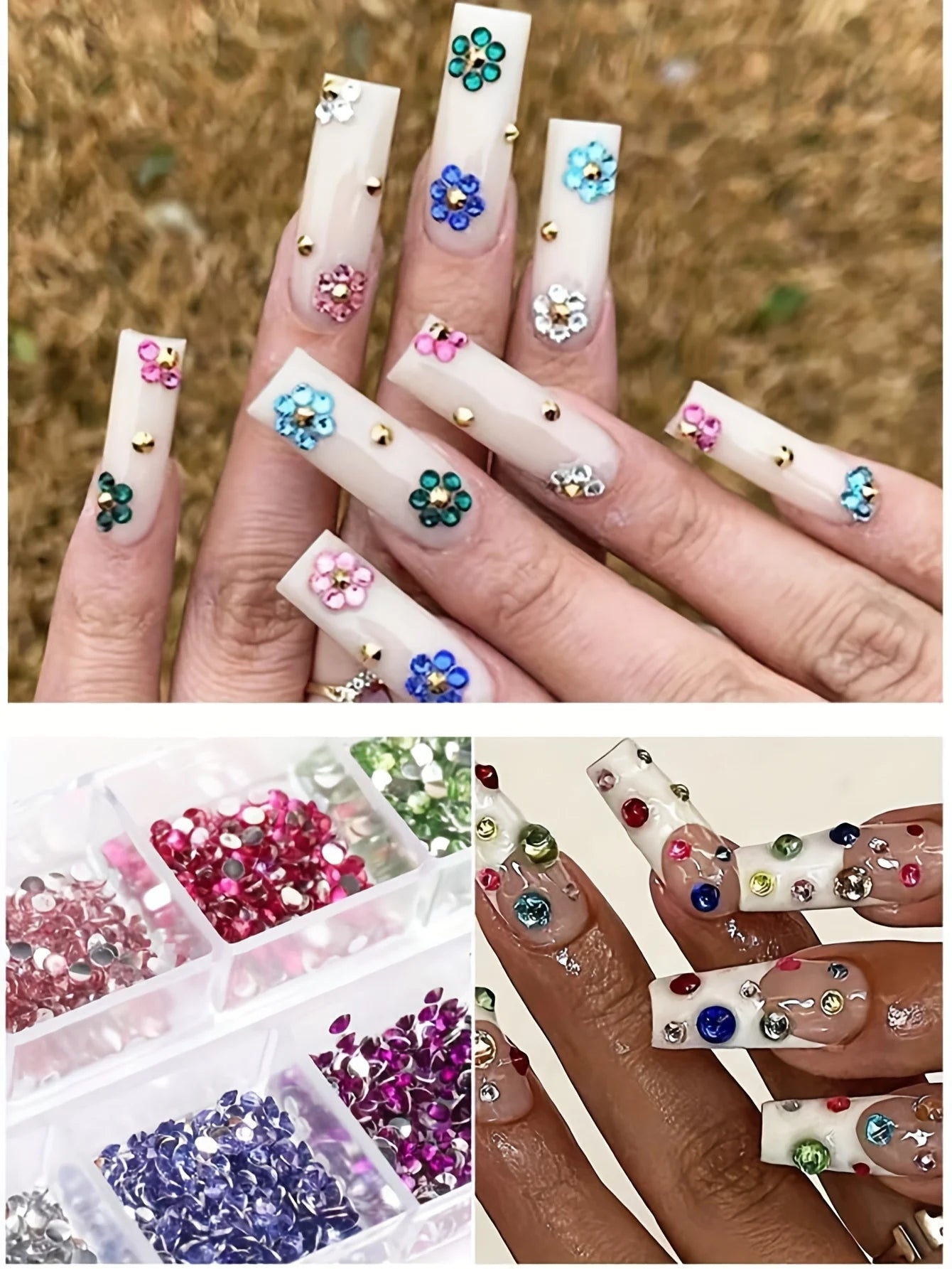 12 Grid Shimmering Crystal Nail Art Rhinestones