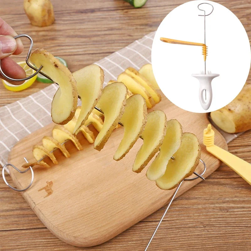 Stainless Steel Twisted Potato Spiral Slice Plastic Rotate Potato Slicer Cutter