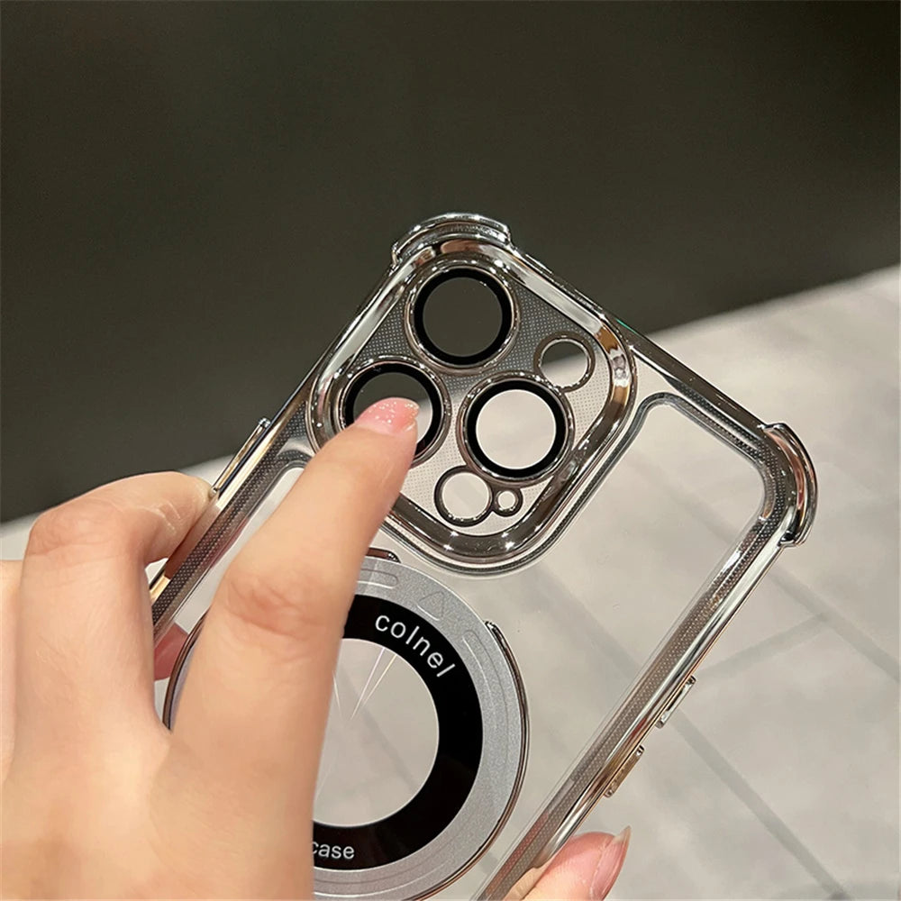 Shockproof Magnetic Bracket for Magsafe Clear Case for iPhone 16 15 13 14 Pro Max With Holder Stand Cover