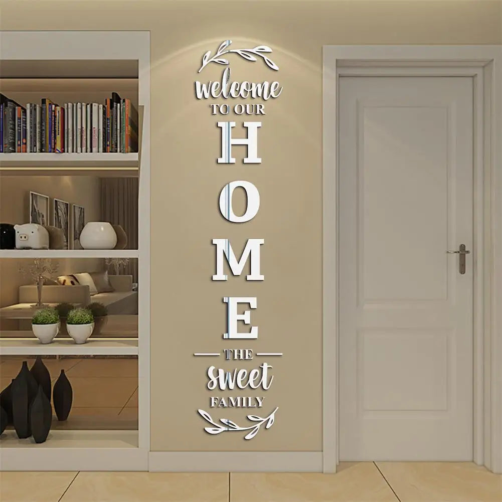 3d Mirror Wall Stickers English Letters Home Family Self-Adhesive Acrylic