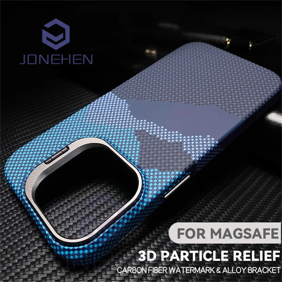 Matte Carbon Mganetic Slim Case For Magsafe Stand Len Cloud Patterned Personalized Cover For iPhone 13 14 15 16 Pro Max