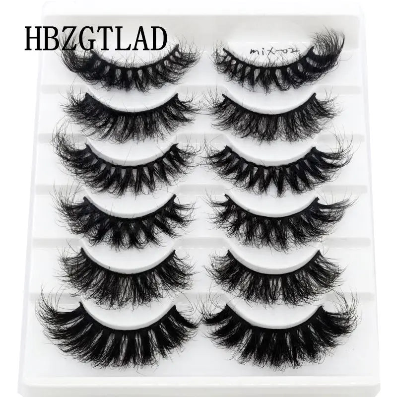 Fluffy Lashes 10-25mm 3D Mink 5-14Pairs Lashes Long Thick Natural False Eyelashes