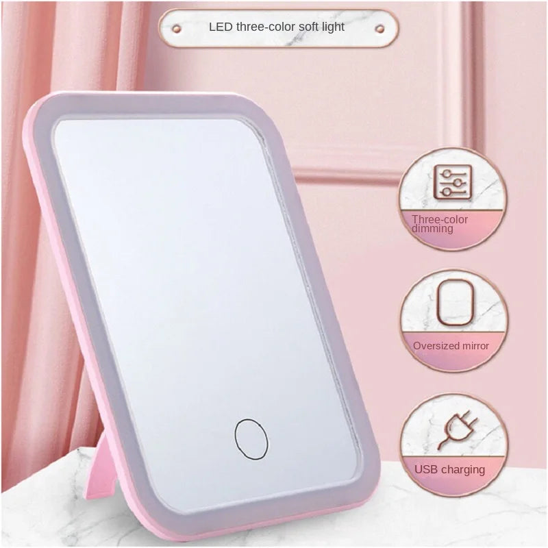 LED Touch Screen Makeup Mirror Folding Mirror Lighted Makeup Mirror