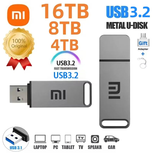 Xiaomi Original USB 16TB 8TB OTG Metal 3.2 Pen Drive Key 2TB 4TB