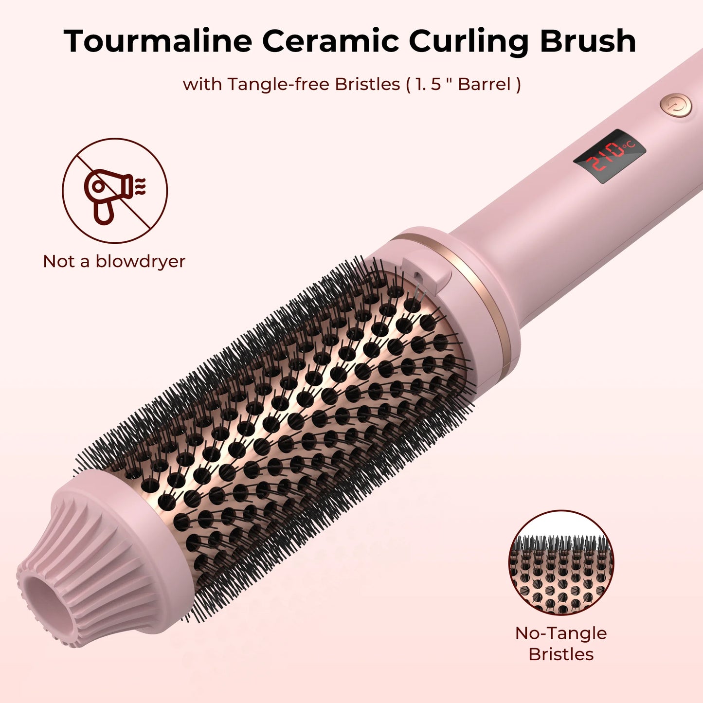 Hair Curling Iron Brush Ceramic Thermal Brush Heated Round Brush