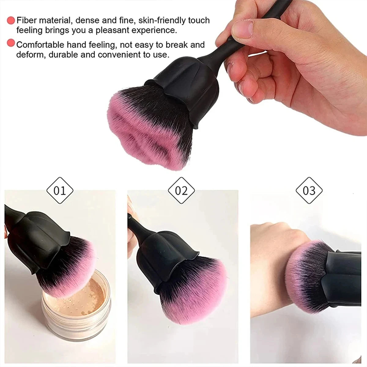 Pink Rose Soft Brush For Manicure Nail Art Dust Brush