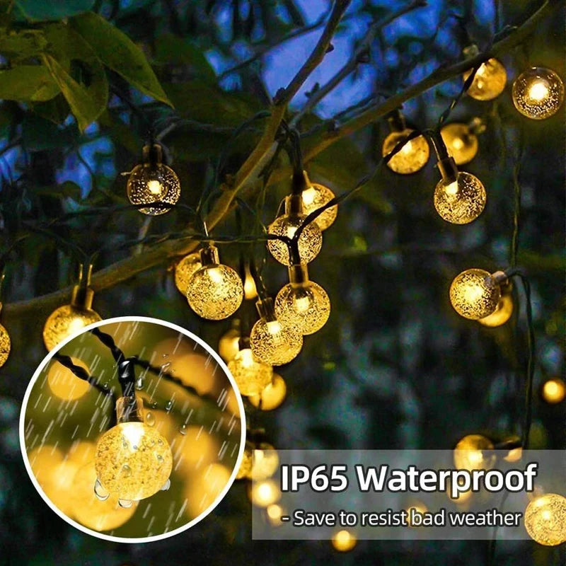 Solar Crystal Globe LED String Lights 60 LED 8 Lighting Modes IP65 Decor 1pc/2pcs