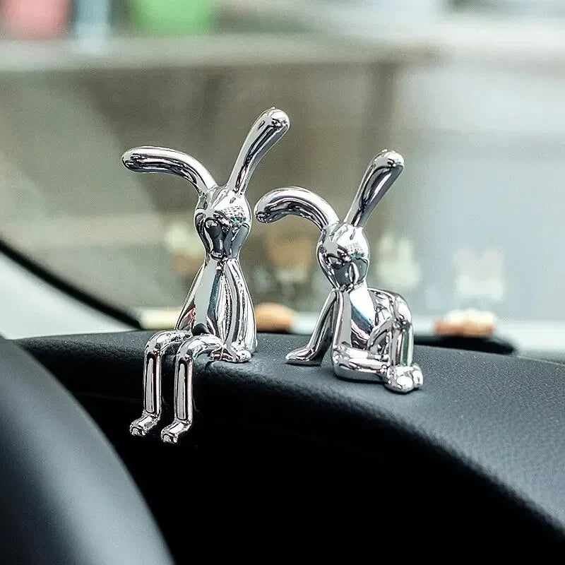 2PC Long-Eared Rabbit Double Statue Cartoon Decoration