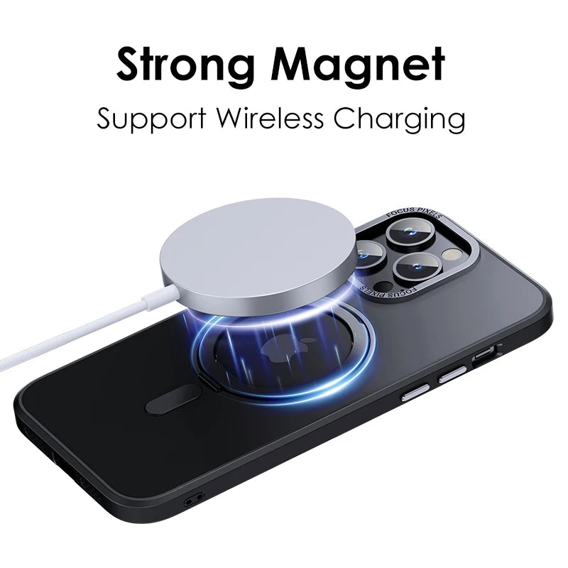 Luxury Magnetic Stand Phone Case For iphone 16 15 14 13 Pro Max 16Plus 360° Rotation Ring Holder Transparent Matte Cover