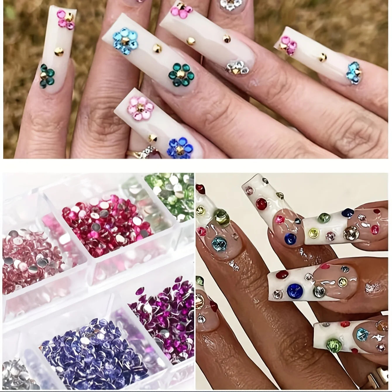 12 Grid Shimmering Crystal Nail Art Rhinestones