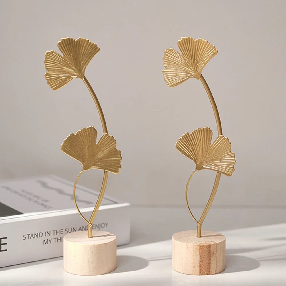 Nordic Gold Ginkgo Leaf Crafts Leaves Sculpture Luxury Living Room Decor