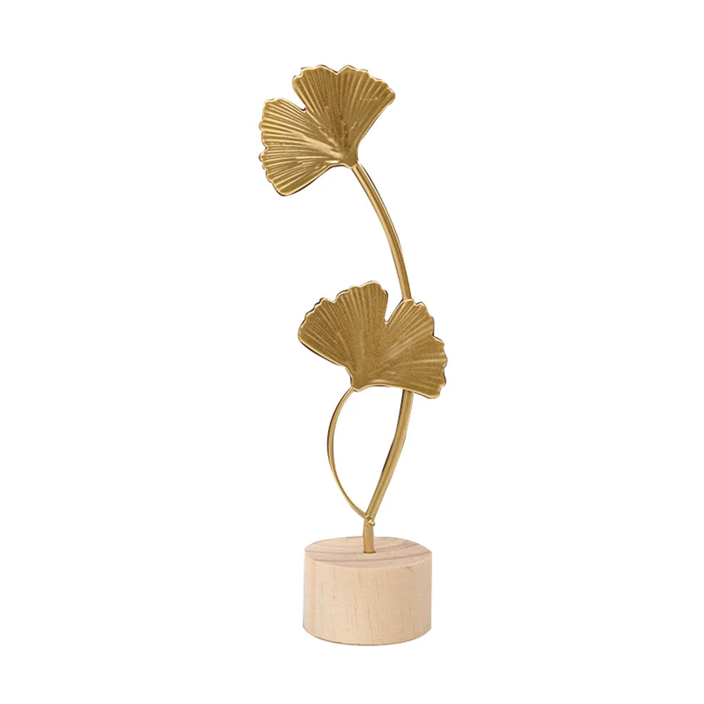 Nordic Gold Ginkgo Leaf Crafts Leaves Sculpture Luxury Living Room Decor