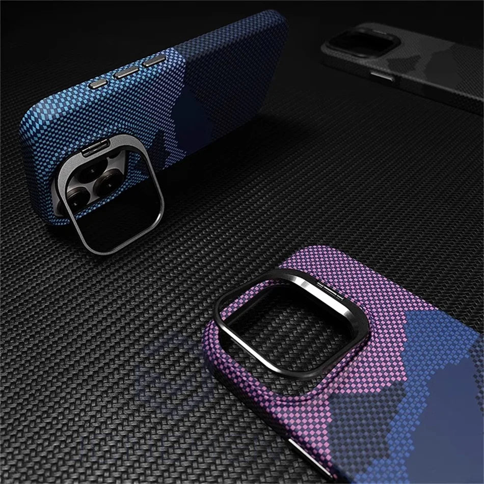 Matte Carbon Mganetic Slim Case For Magsafe Stand Len Cloud Patterned Personalized Cover For iPhone 13 14 15 16 Pro Max