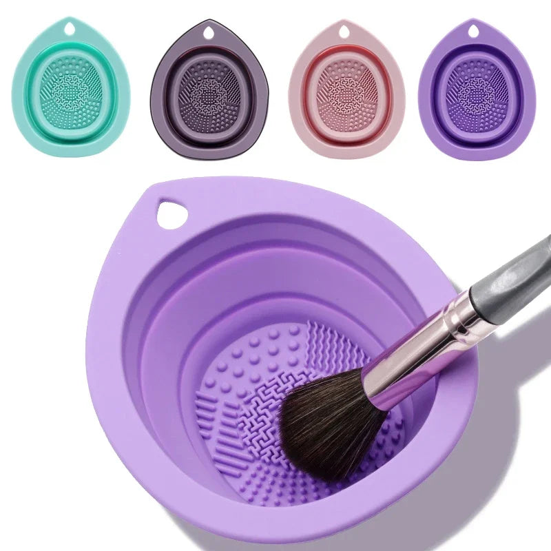 Silicone Makeup Brush Cleaner Foldable Cosmetic Brush Cleaning Bowl