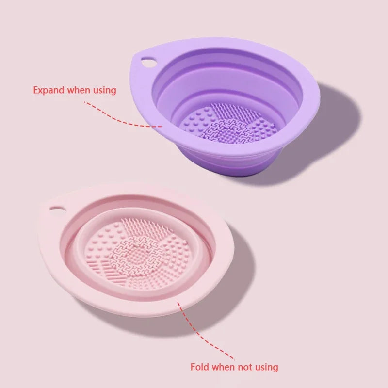 Silicone Makeup Brush Cleaner Foldable Cosmetic Brush Cleaning Bowl