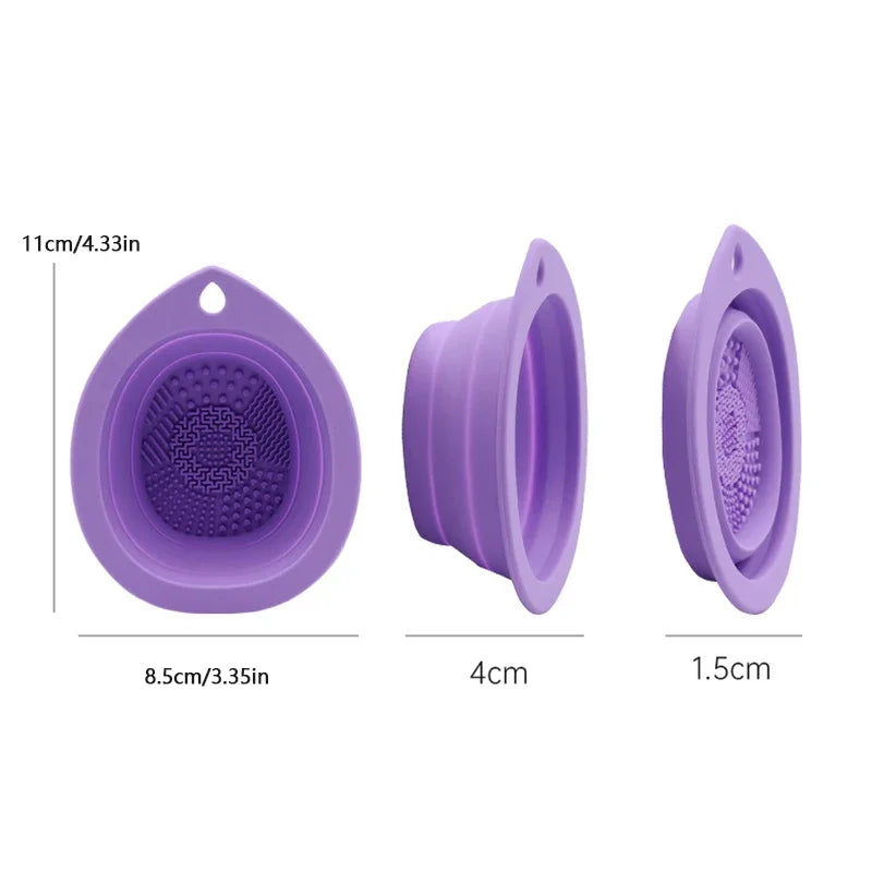 Silicone Makeup Brush Cleaner Foldable Cosmetic Brush Cleaning Bowl