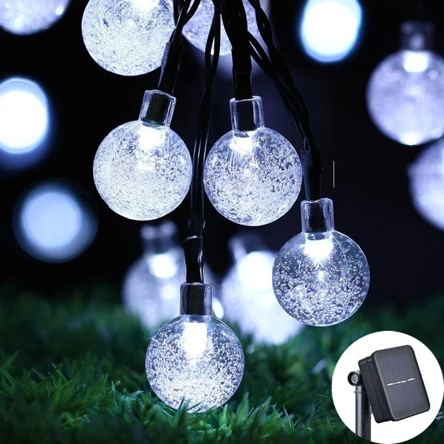 Solar Crystal Globe LED String Lights 60 LED 8 Lighting Modes IP65 Decor 1pc/2pcs